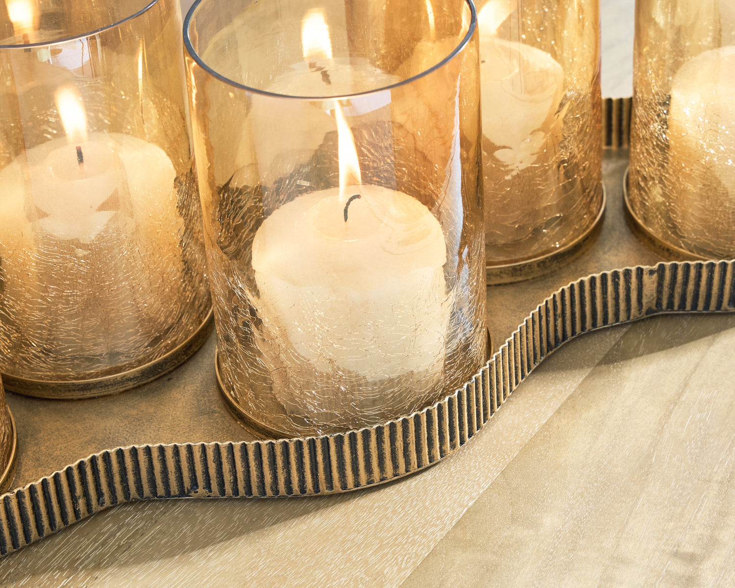 Evereton Antique Gold Finish Candle Holder - A2000856