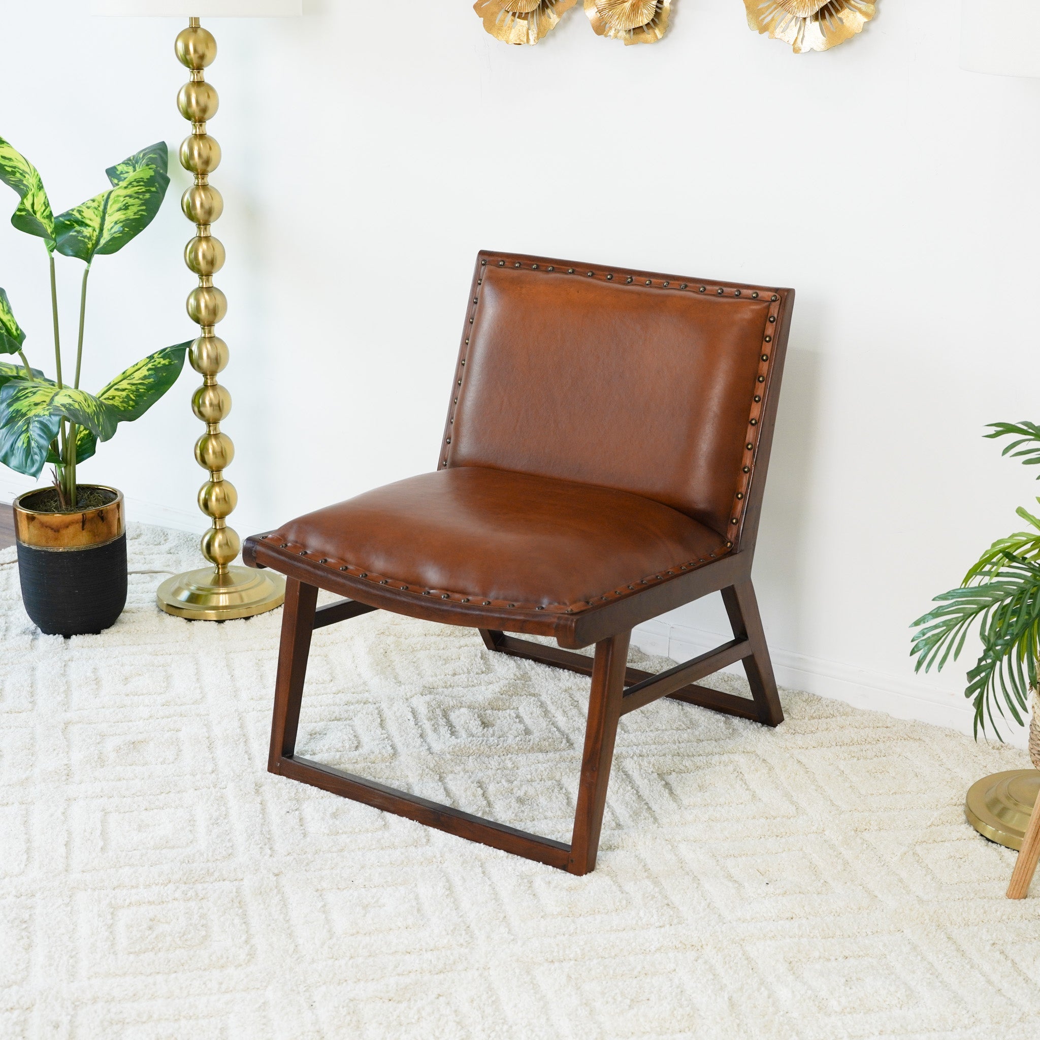 Everett Tan Leather Lounge Chair - LCH01203001
