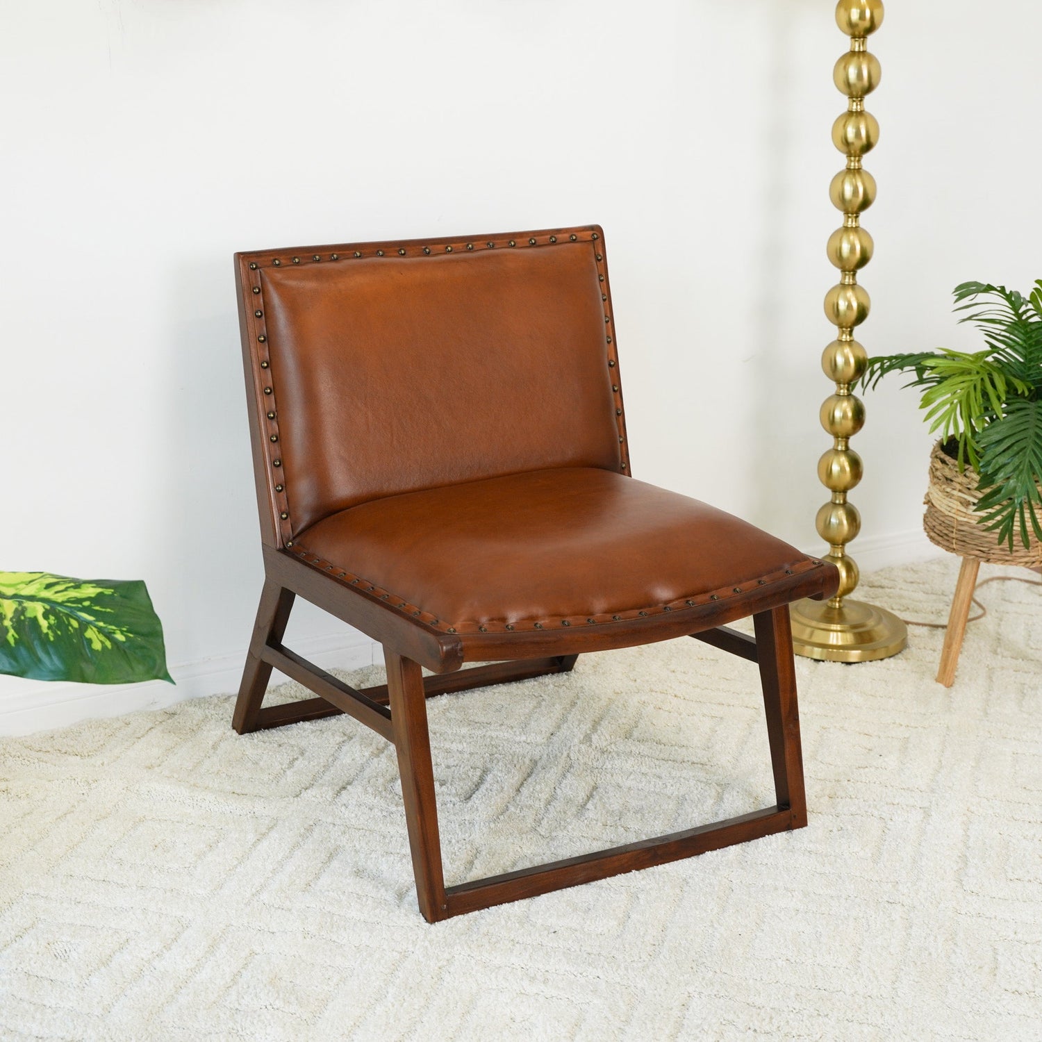Everett Tan Leather Lounge Chair - LCH01203001