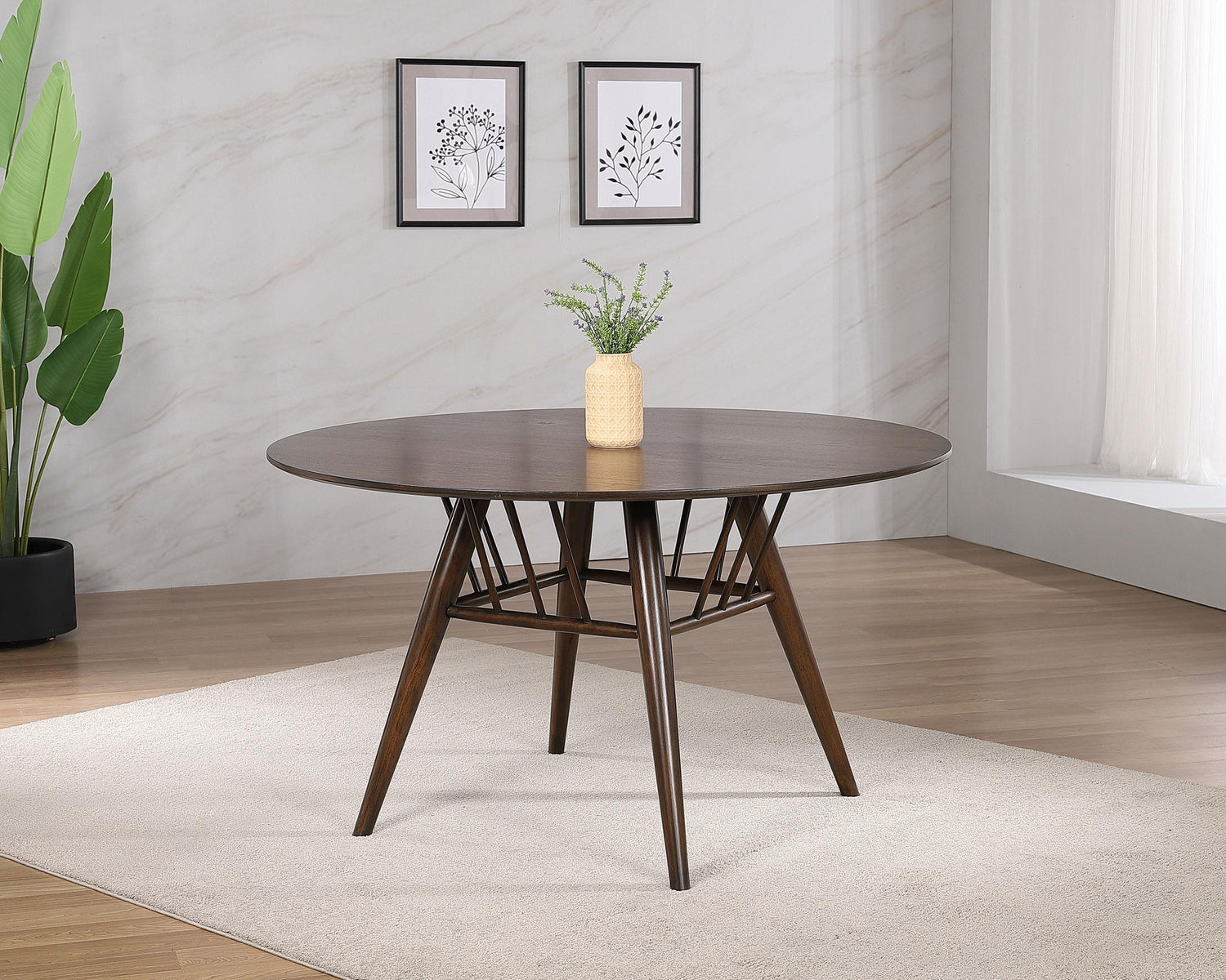 Everton Round 53-inch Wood Dining Table Walnut - 108891