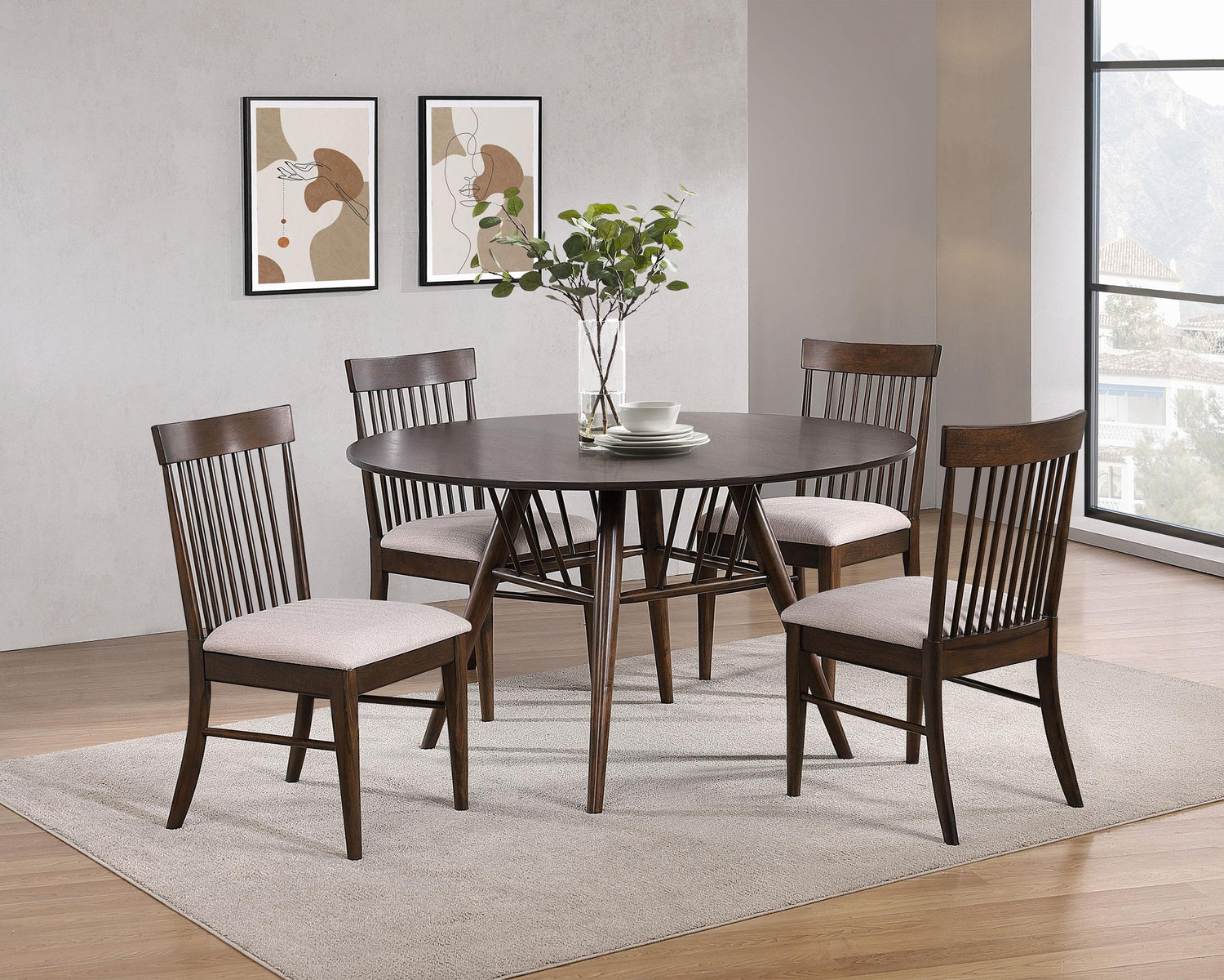 Everton Round 53-inch Wood Dining Table Walnut - 108891