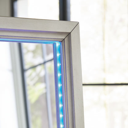 Evesen Champagne Floor Standing Mirror/Storage - A8010380