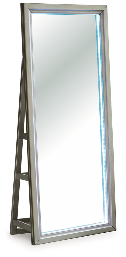 Evesen Champagne Floor Standing Mirror/Storage - A8010380
