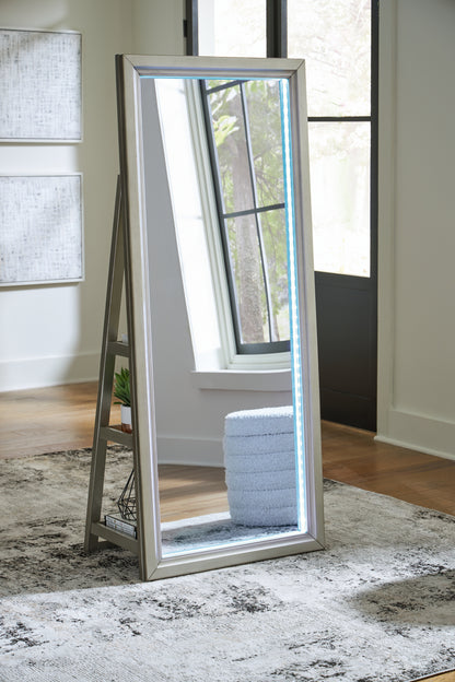 Evesen Champagne Floor Standing Mirror/Storage - A8010380