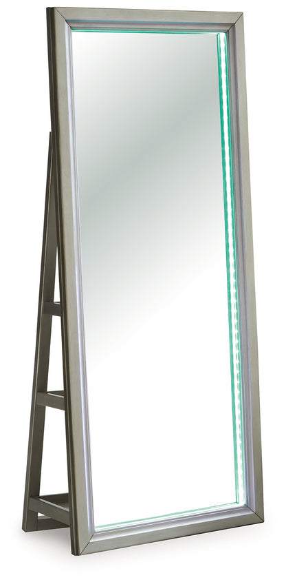 Evesen Champagne Floor Standing Mirror/Storage - A8010380