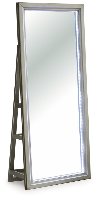 Evesen Champagne Floor Standing Mirror/Storage - A8010380