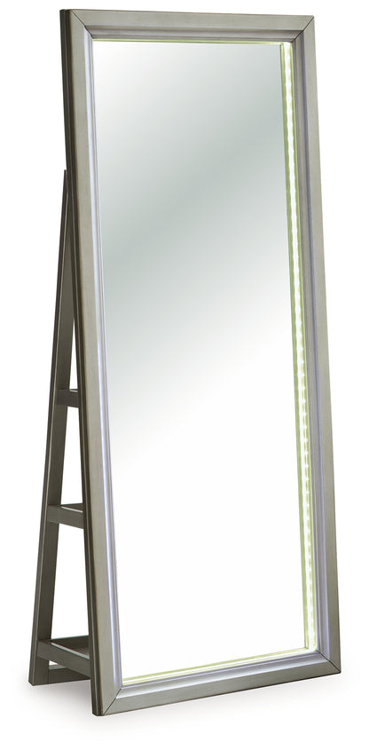 Evesen Champagne Floor Standing Mirror/Storage - A8010380