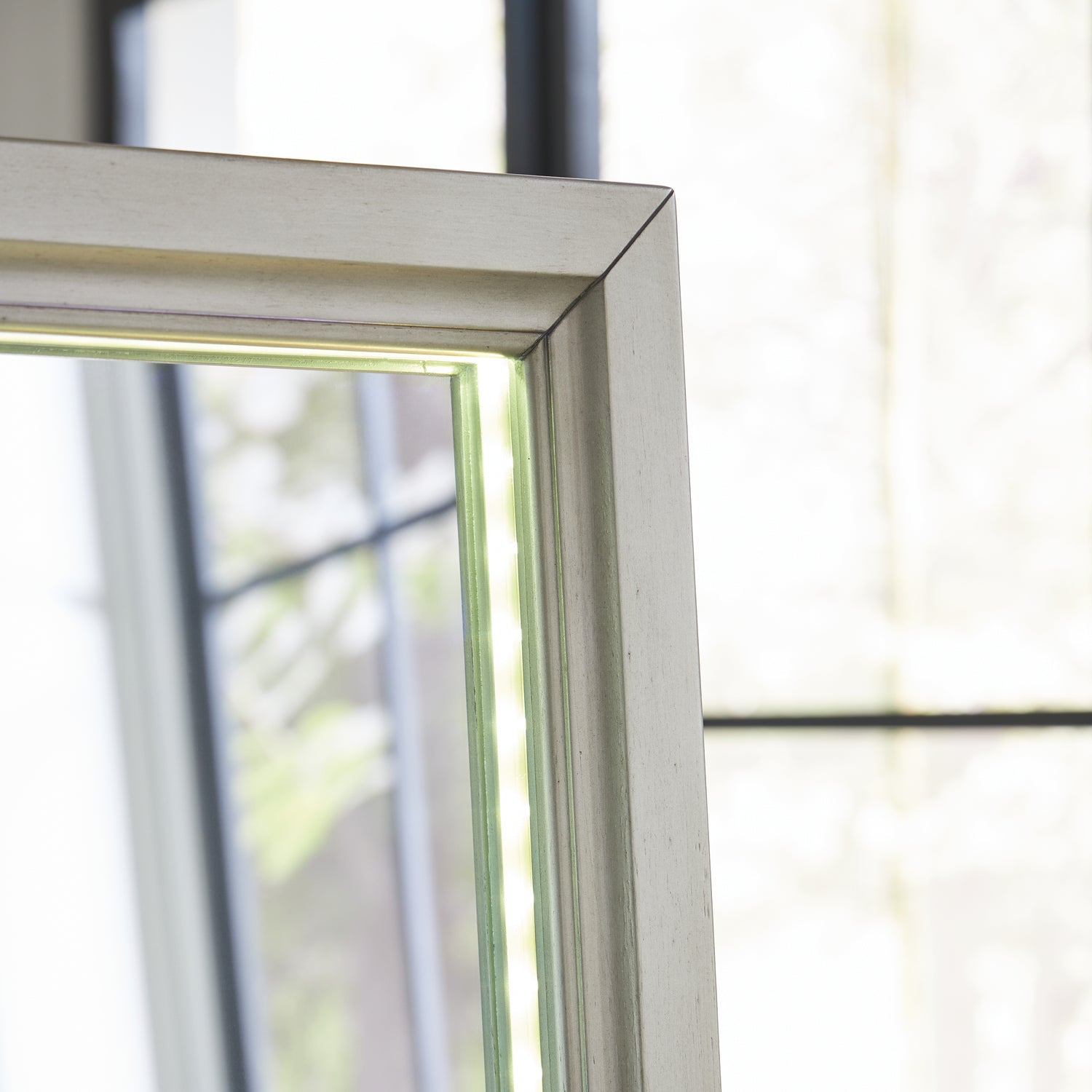 Evesen Champagne Floor Standing Mirror/Storage - A8010380