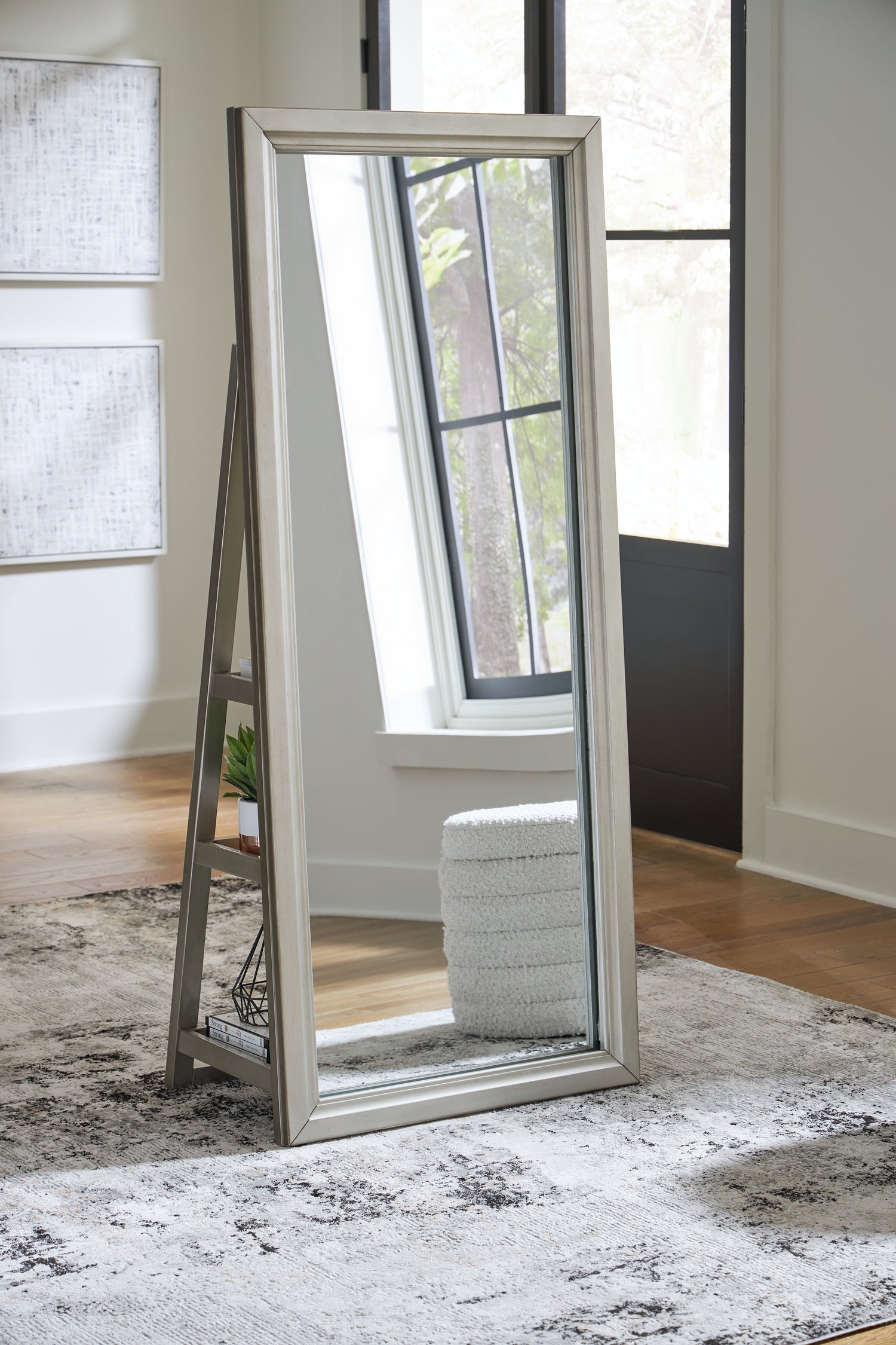 Evesen Champagne Floor Standing Mirror/Storage - A8010380