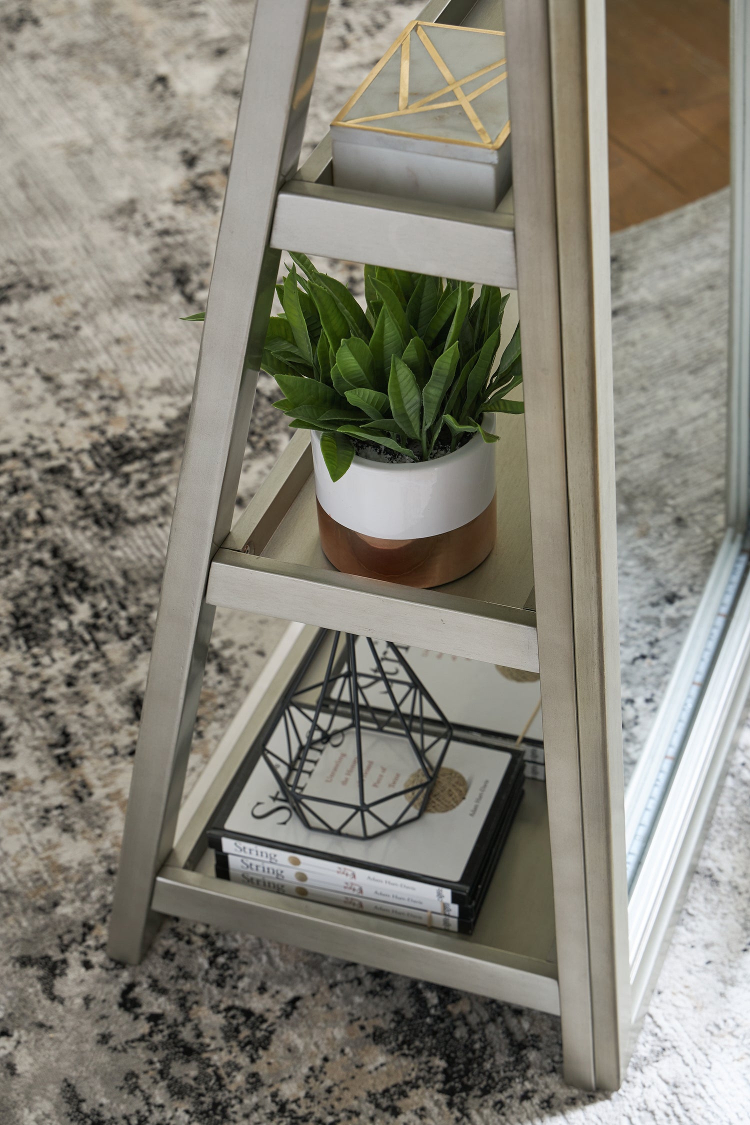 Evesen Champagne Floor Standing Mirror/Storage - A8010380