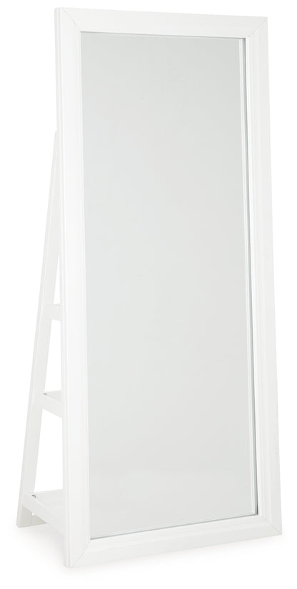 Evesen White Floor Standing Mirror/Storage - A8010383