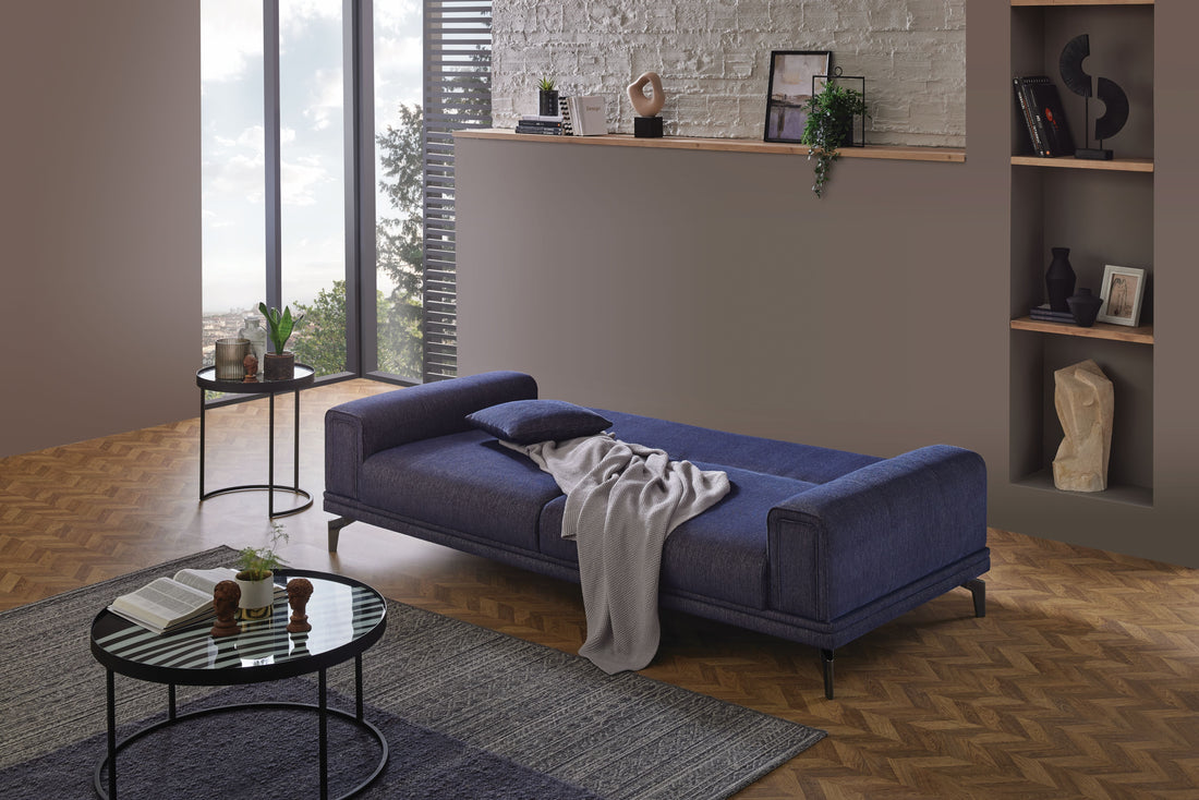 Evora Blue Gray 3-Seater Sofa Bed - EVORA 03.302.0520.5417.0067.0000.21.22