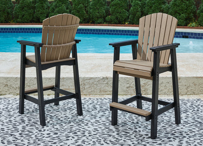 Fairen Trail Outdoor Bar Table and 2 Barstools in Black/Driftwood - PKG009512