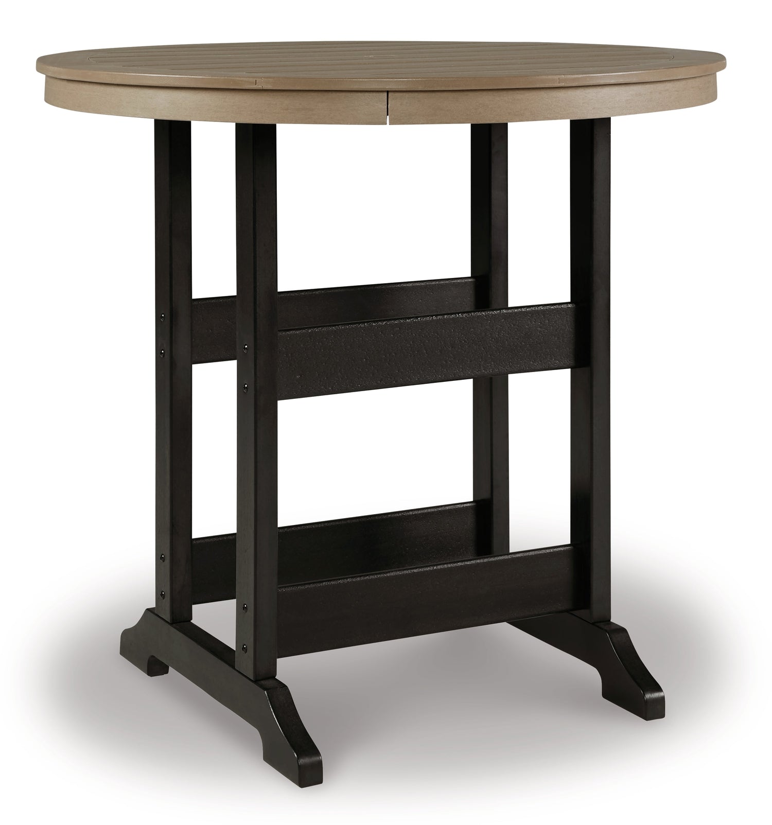Fairen Trail Outdoor Bar Table and 2 Barstools in Black/Driftwood - PKG009512