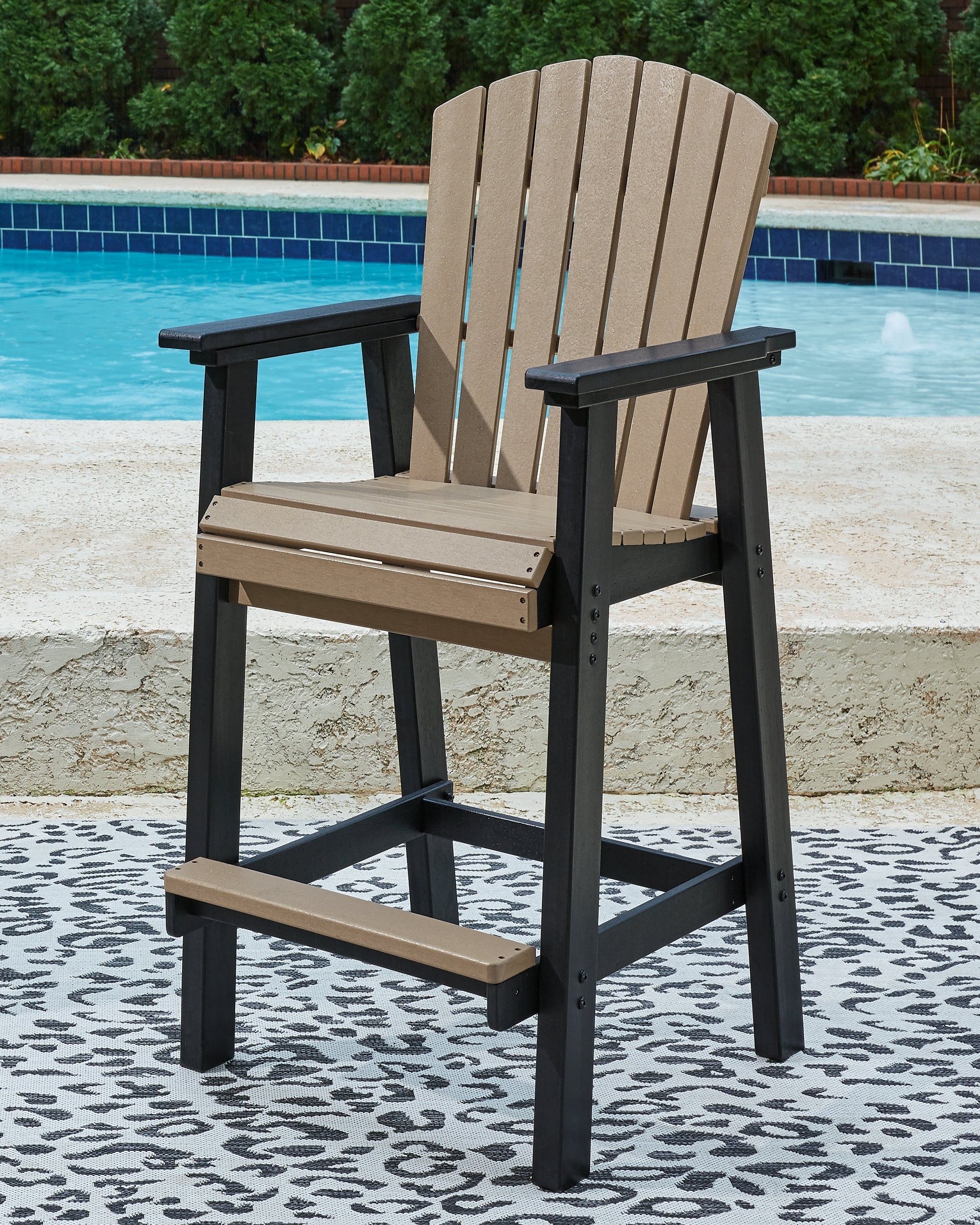 Fairen Trail Outdoor Bar Table and 4 Barstools in Black/Driftwood from Ashley - Luna Furniture
