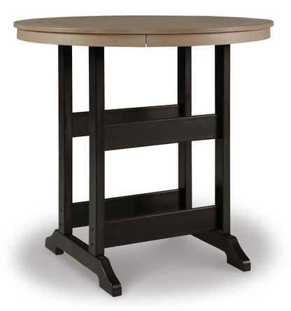 Fairen Trail Outdoor Bar Table and 4 Barstools in Black/Driftwood - PKG009513