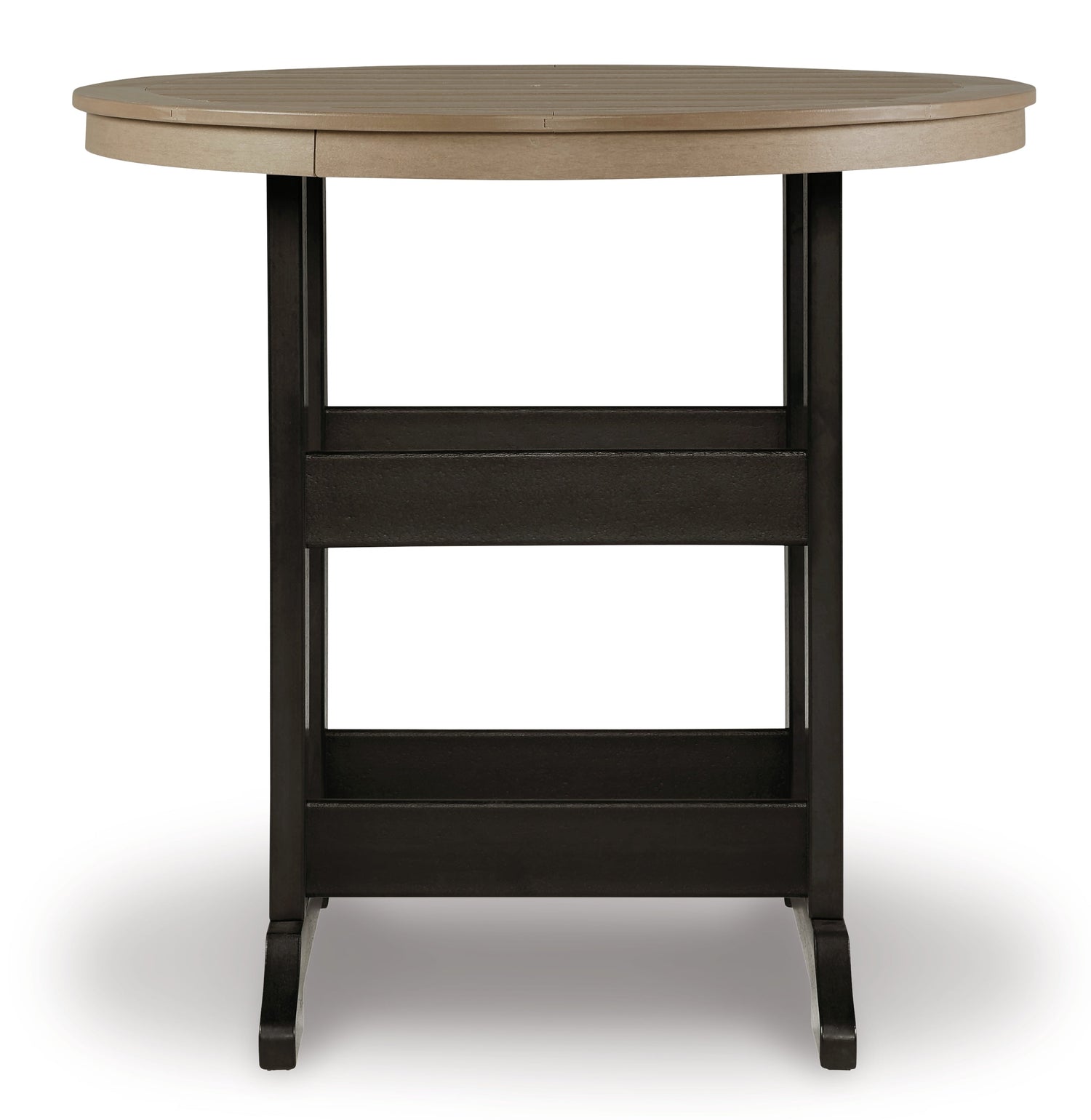 Fairen Trail Outdoor Bar Table and 4 Barstools in Black/Driftwood - PKG009513