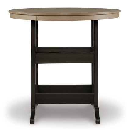 Fairen Trail Outdoor Bar Table and 4 Barstools in Black/Driftwood - PKG009513