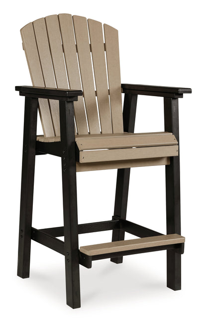 Fairen Trail Outdoor Bar Table and 4 Barstools in Black/Driftwood from Ashley - Luna Furniture