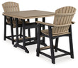 Fairen Trail Outdoor Counter Height Dining Table and 2 Barstools in Black/Driftwood - PKG014563