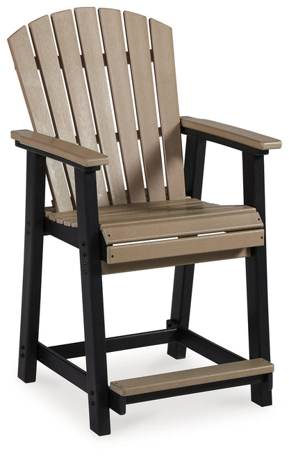 Fairen Trail Outdoor Counter Height Dining Table and 2 Barstools in Black/Driftwood - PKG014563