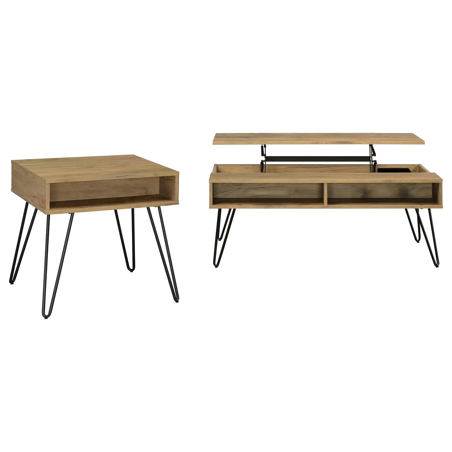 Fanning 2-piece Lift Top Coffee and End Table Set Golden Oak - 723368-S2