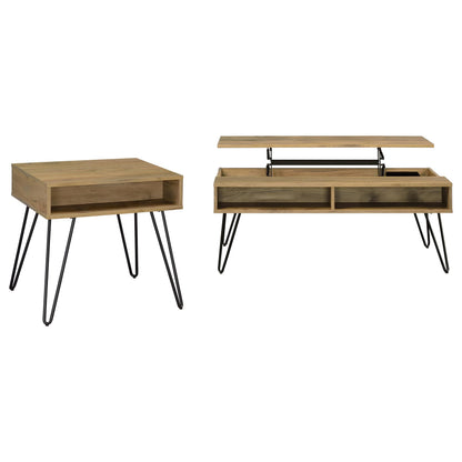 Fanning 2-piece Lift Top Coffee and End Table Set Golden Oak - 723368-S2