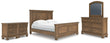 Feddinger California King Panel Bed with Mirrored Dresser and 2 Nightstands in Medium Brown from Ashley - Luna Furniture