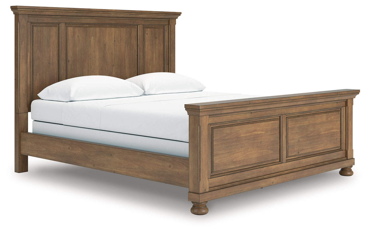 Feddinger California King Panel Bed with Mirrored Dresser and Chest in Medium Brown from Ashley - Luna Furniture
