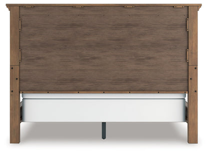 Feddinger California King Panel Bed with Mirrored Dresser and Nightstand in Medium Brown from Ashley - Luna Furniture