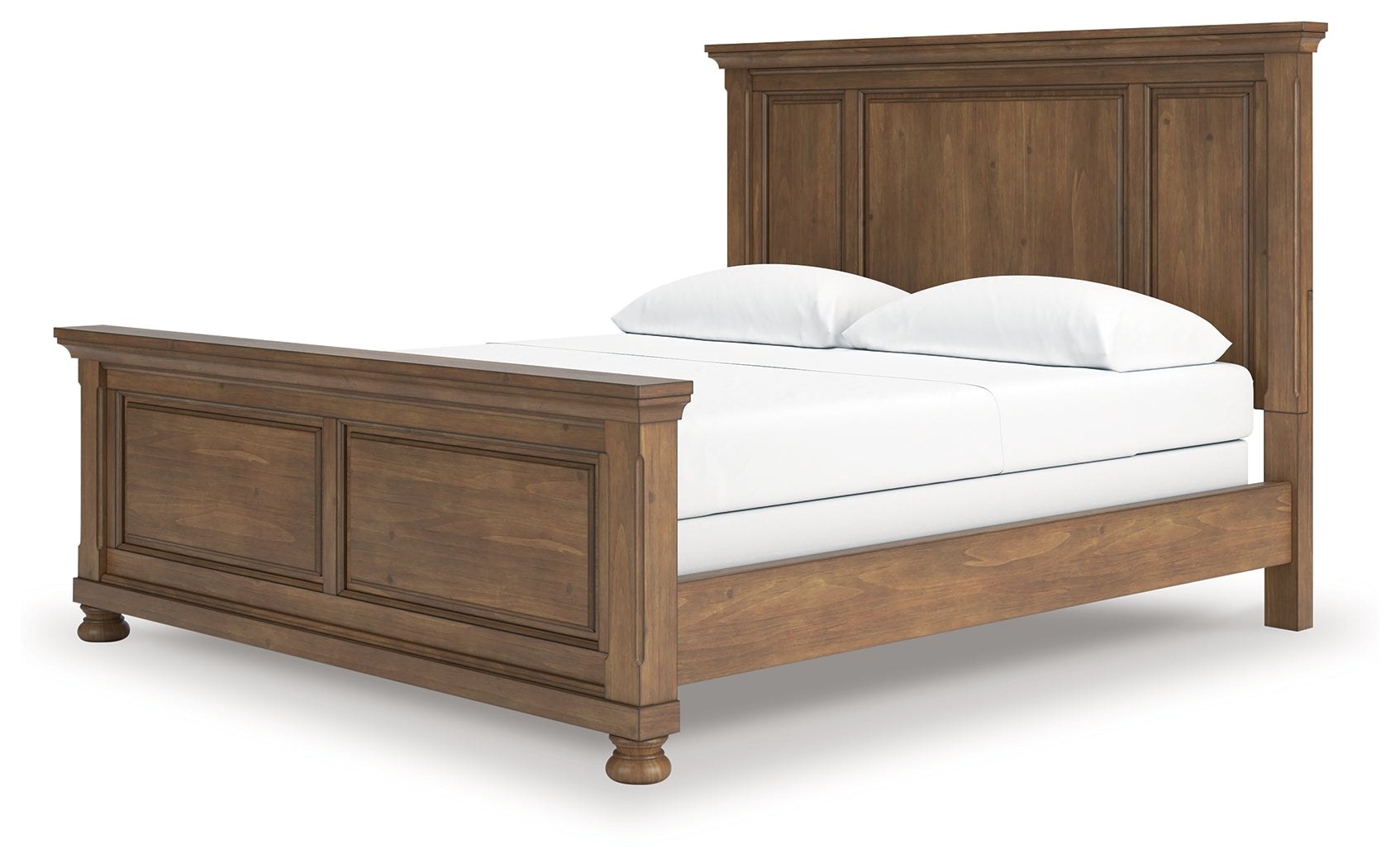Feddinger California King Panel Bed with Mirrored Dresser and Nightstand in Medium Brown from Ashley - Luna Furniture