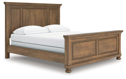 Feddinger California King Panel Bed with Mirrored Dresser in Medium Brown from Ashley - Luna Furniture