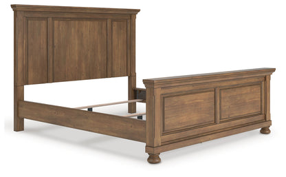 Feddinger California King Panel Bed with Mirrored Dresser in Medium Brown from Ashley - Luna Furniture