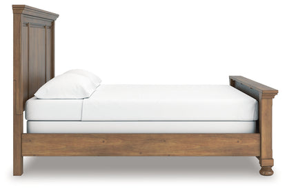 Feddinger California King Panel Bed with Mirrored Dresser in Medium Brown from Ashley - Luna Furniture
