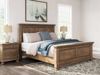 Feddinger California King Panel Bed with Mirrored Dresser in Medium Brown from Ashley - Luna Furniture
