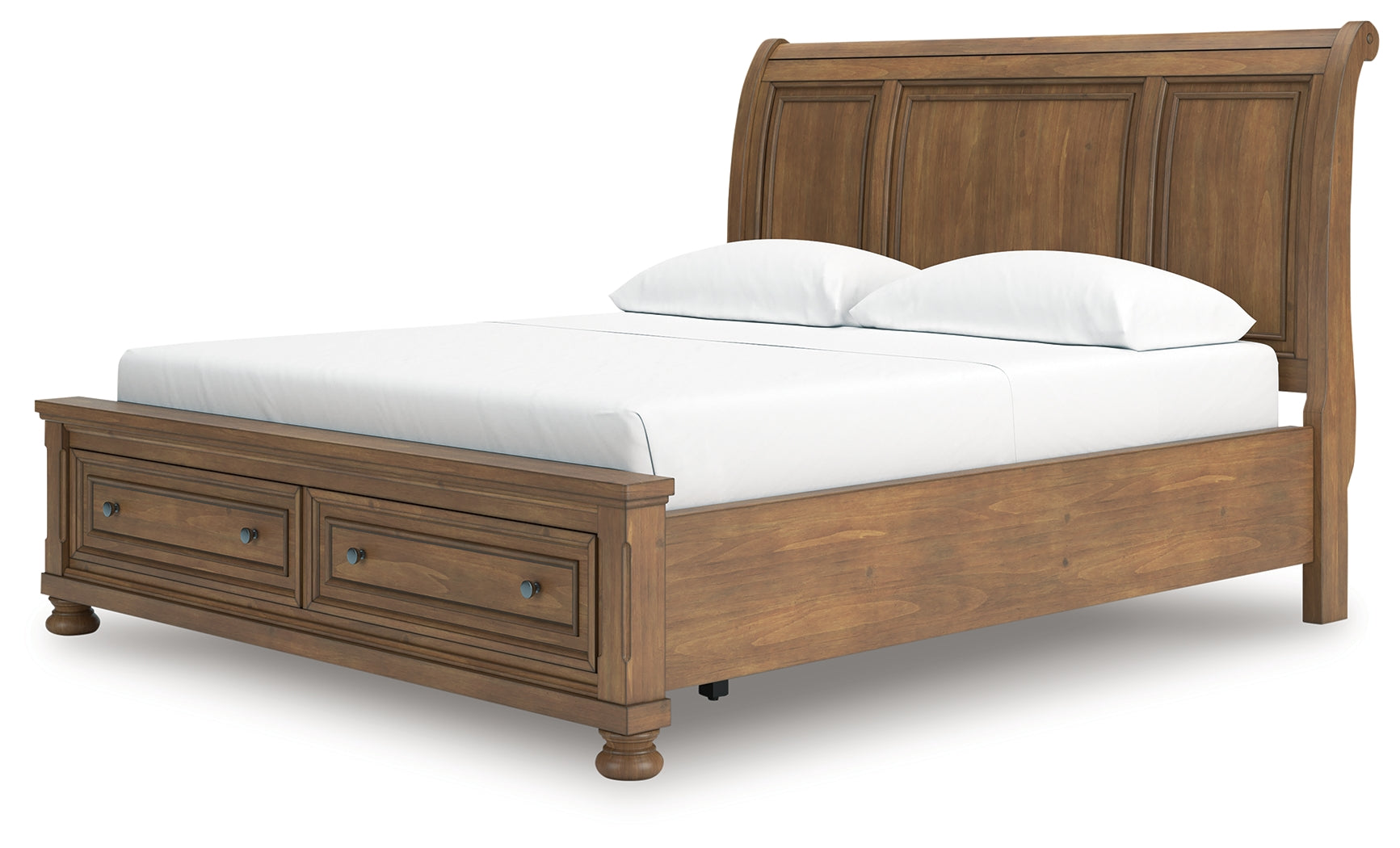 Feddinger California King Storage Sleigh Bed with Dresser and Nightstand in Medium Brown from Ashley - Luna Furniture