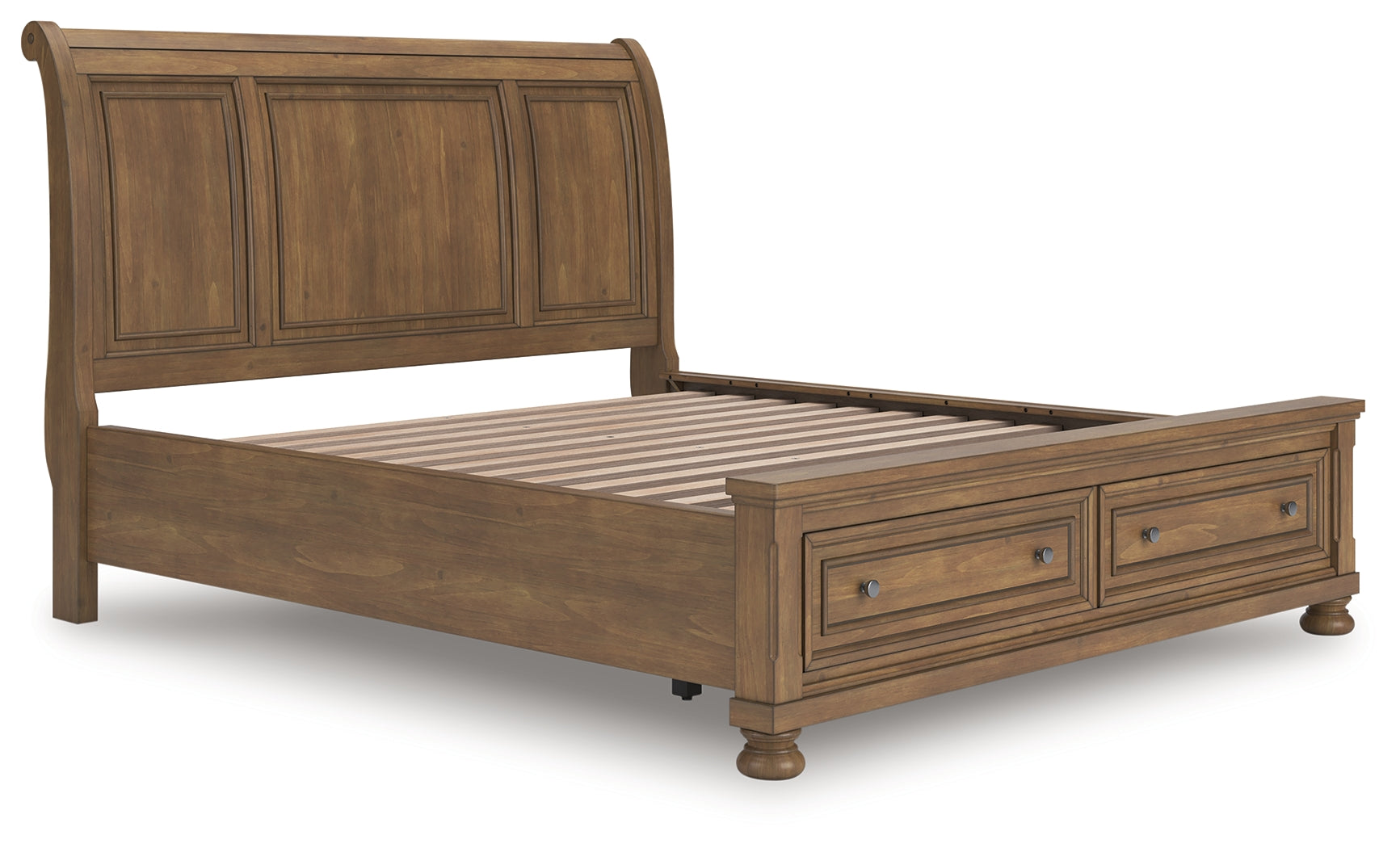 Feddinger California King Storage Sleigh Bed with Dresser and Nightstand in Medium Brown from Ashley - Luna Furniture