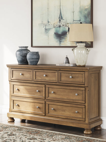 Feddinger California King Storage Sleigh Bed with Dresser and Nightstand in Medium Brown from Ashley - Luna Furniture