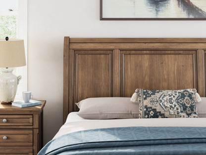 Feddinger California King Storage Sleigh Bed with Dresser and Nightstand in Medium Brown from Ashley - Luna Furniture