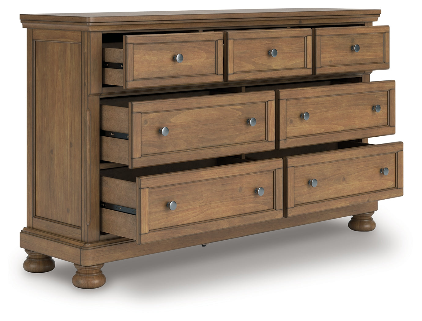 Feddinger California King Storage Sleigh Bed with Dresser and Nightstand in Medium Brown from Ashley - Luna Furniture