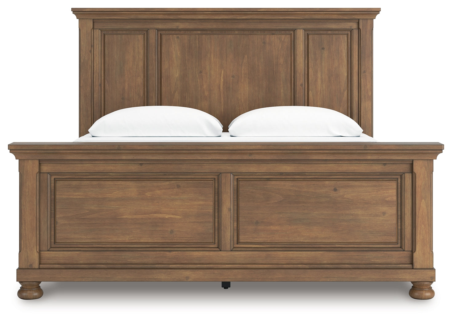 Feddinger King Panel Bed with Mirrored Dresser and 2 Nightstands in Medium Brown from Ashley - Luna Furniture
