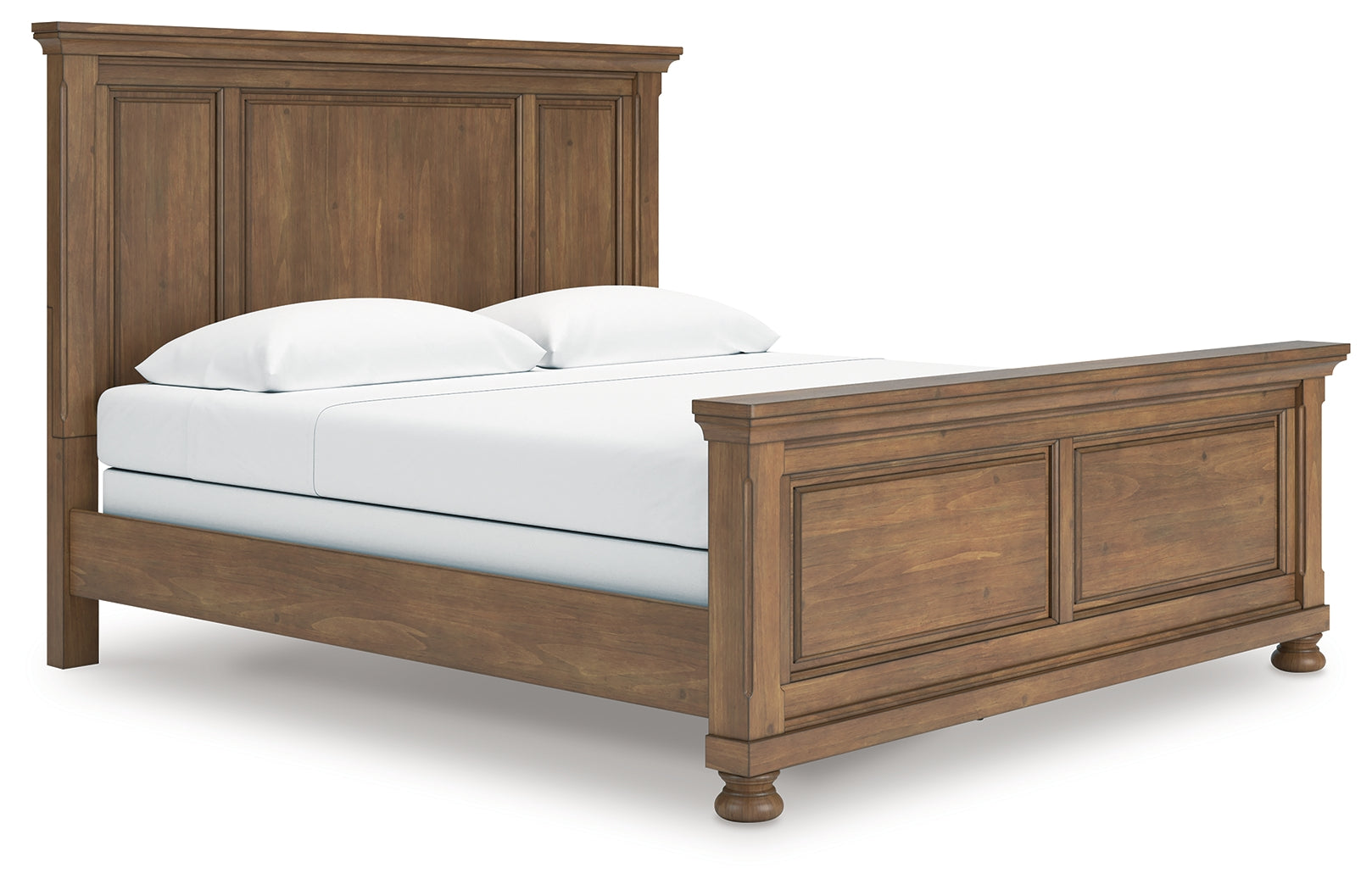 Feddinger King Panel Bed with Mirrored Dresser, Chest and 2 Nightstands in Medium Brown from Ashley - Luna Furniture
