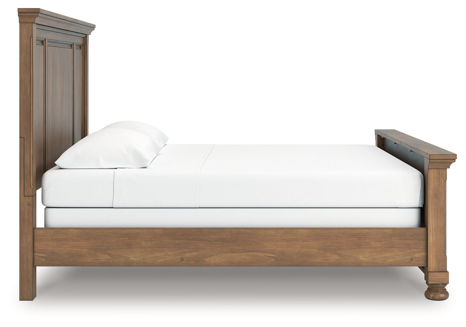 Feddinger King Panel Bed with Mirrored Dresser, Chest and 2 Nightstands in Medium Brown from Ashley - Luna Furniture