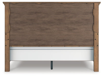 Feddinger King Panel Bed with Mirrored Dresser, Chest and 2 Nightstands in Medium Brown from Ashley - Luna Furniture