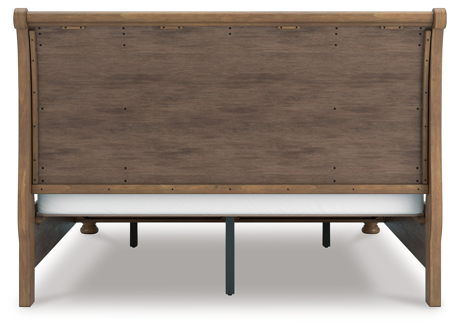 Feddinger King Storage Sleigh Bed with Mirrored Dresser and Nightstand in Medium Brown from Ashley - Luna Furniture