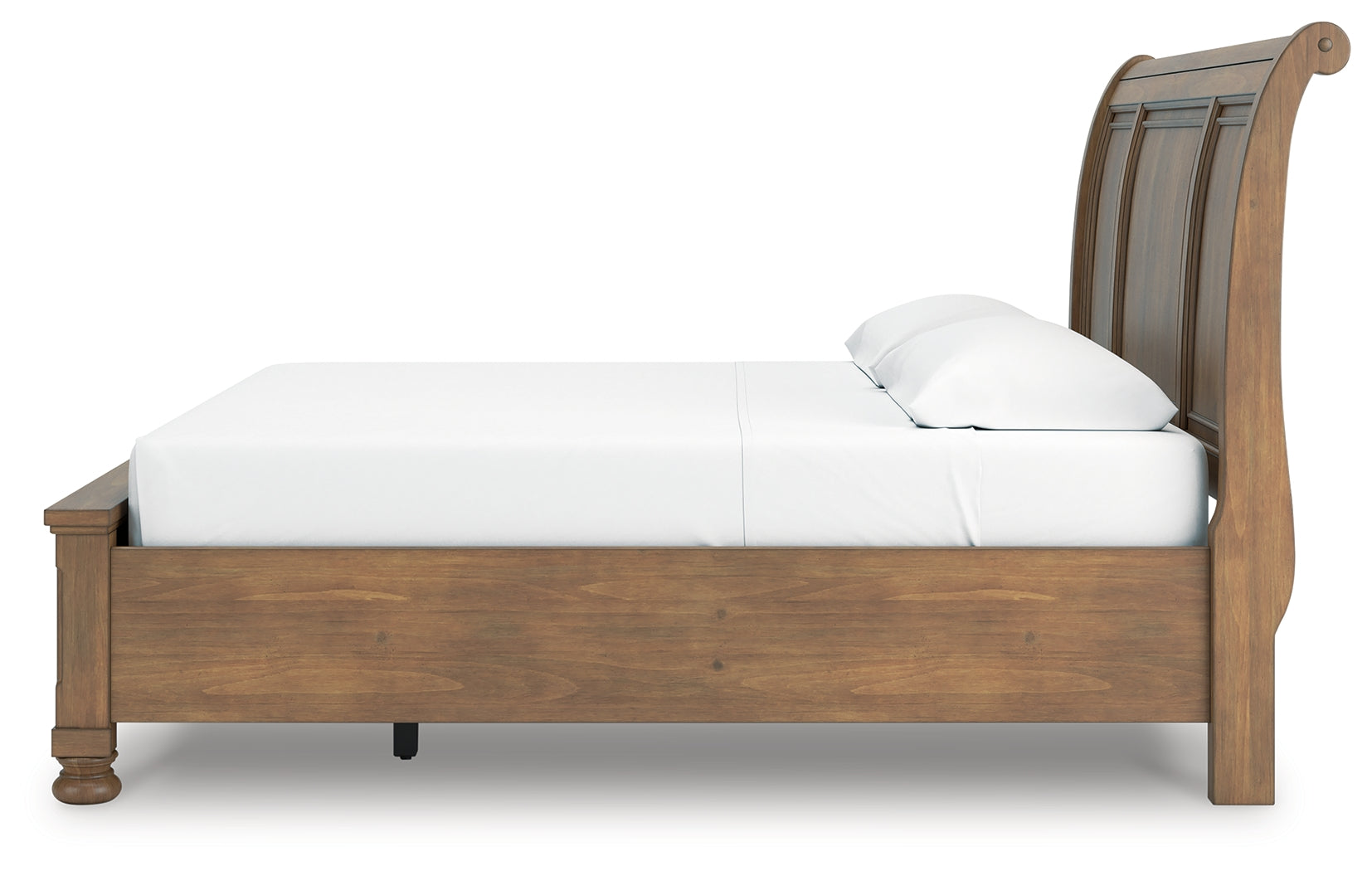 Feddinger King Storage Sleigh Bed with Mirrored Dresser, Chest and Nightstand in Medium Brown from Ashley - Luna Furniture