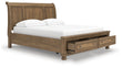 Feddinger Medium Brown California King Storage Sleigh Bed - PCB779B9