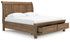 Feddinger Medium Brown King Storage Sleigh Bed - PCB779B8