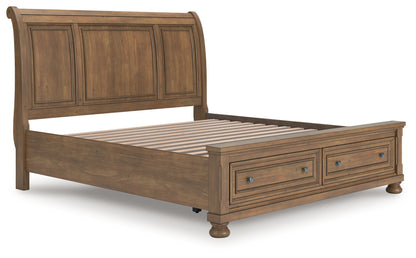 Feddinger Medium Brown King Storage Sleigh Bed - PCB779B8