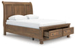 Feddinger Medium Brown Queen Storage Sleigh Bed - PCB779B4